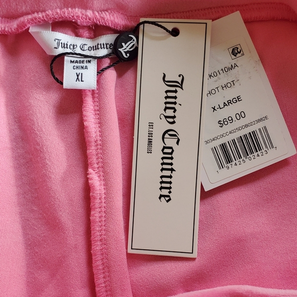 Juicy Couture Big Bling Velour Track Shorts Women's XL Pink - Picture 9 of 10
